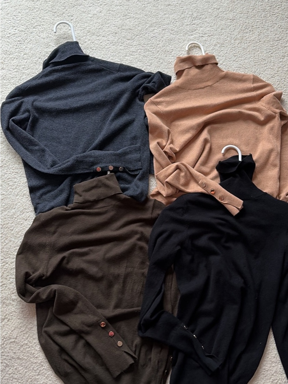 Lot of 4, small Zara Classic Turtleneck Sweater - Black, Camel, Charcoal, Brown